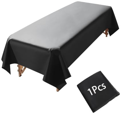 Massage Table Sheet, 87 x 51 PVC Reusable Wax Mat Pad Waterproof Massage Bed Cover Sheet (1Pcs Black)