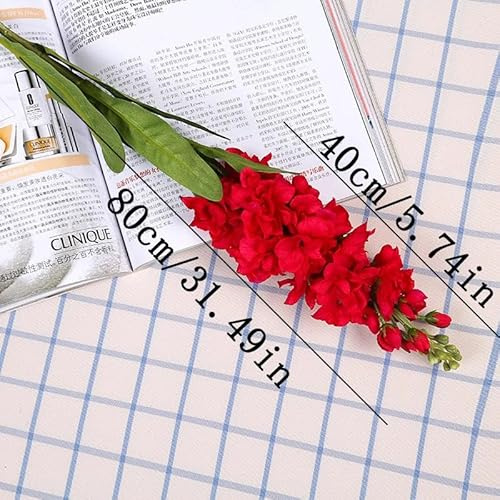 JUSTPRETTYCHIC Artificial Hyacinth Flowers Violet Silk Green Leaves for Wedding Anniversary Party Decor Indoor Home Decoration Red
