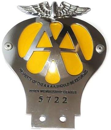 AEspares Vintage Brass Chrome Compatible with AA Association Membership Car Bike Badge Emblem Big