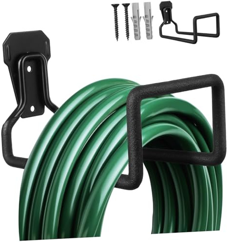 ROMISBABA Garden Hose Holder Wall Mount Heavy Duty Garage Storage Hooks Utility Hooks for Hanging Hosepipe in Garage and Garden Black Metal for Outdoor Organization