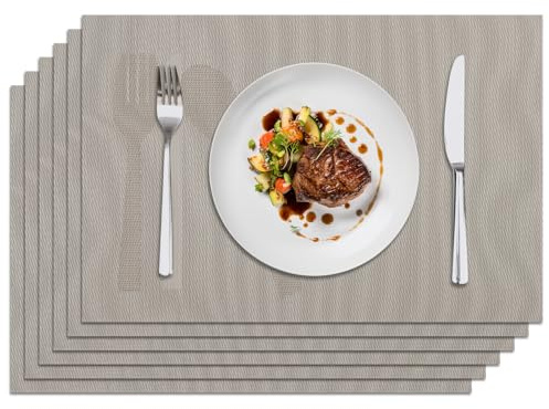 Komforbaa Tovaglietta Lavabili PVC Set di 6, Rettangolari Tovagliette Antiscivolo e Resistente al Calore, Tovagliette Riutilizzabili per Cucina Colazione Cena 45x30cm Rosa