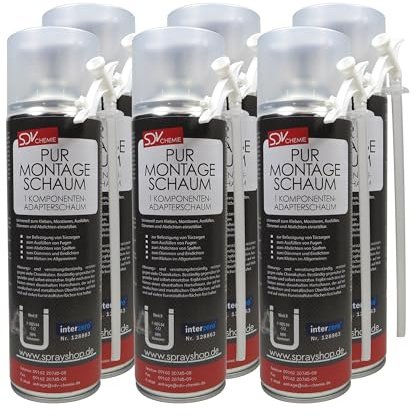 SDV Chemie Montageschaum B2 6x 500ml Bauschaum | Füllschaum, Adapterschaum, Dämmschaum