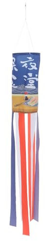 ORFOFE Japanese Style Polyester Windsock Flag Garden Ornament Windsock No Assembly Required, Can Be Hung Year, Outdoor Garden Decoration