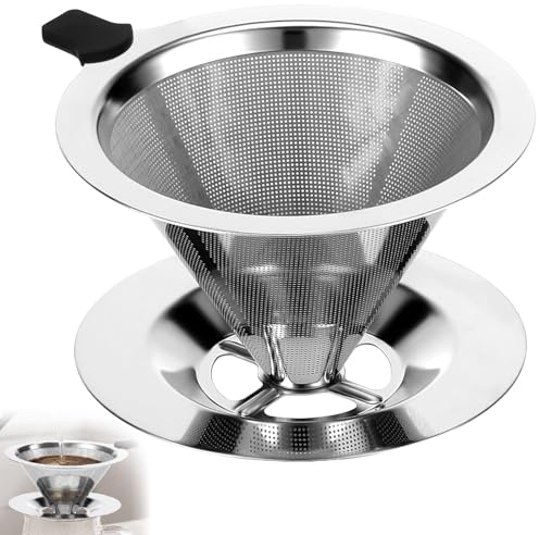 Kaffeefilter Edelstahl,Wiederverwendbar Edelstahl Kaffeefilter,Leicht Zu Reinigen,Wiederverwendbar,Dripper,Handfilter Kaffee,Es Ist Die Ideale Wahl FüR Papierlose