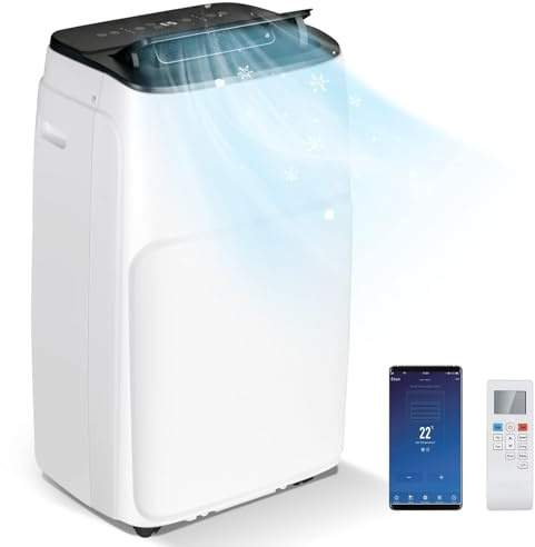 RELAX4LIFE Condizionatore Portatile Freddo 14000BTU/Caldo 4-in-1, Pompa di Calore con WiFi e APP, Timer 24h, Deumidificatore e Ventilatore, Bianco, 35㎡+