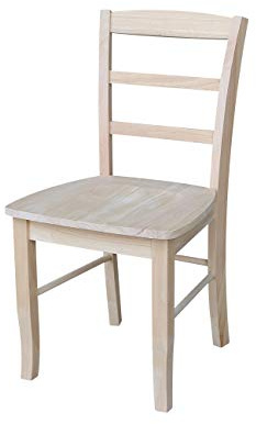 International Concepts Madrid Dining Chairs, Solid Parawood, Unfinished (Set of 2)