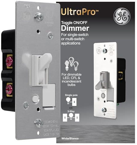 GE 18025 Dimmer, Toggle On/Off, White