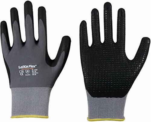 LeiKaFlex 6 x Nylon-Strick-Handschuh EN388 CE Cat 2 benoppt Größe 10