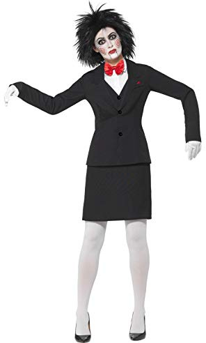 Smiffys SAW Billy Costume, Black Jacket, Shirt, Skirt, Bow Tie, Gloves & Make-Up, Officially Licensed Saw Fancy Dress, Halloween Dress Up Costumes