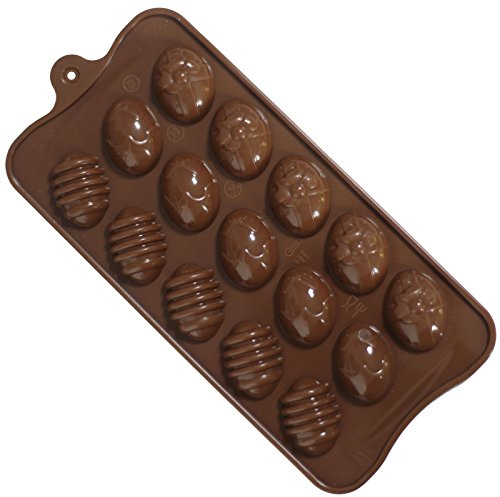 Musykrafties 15-Cavity Patterned Easter Eggs Chocolate Candy Silicone Mould 22.5x10.5x1.5cm Small