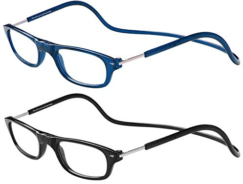 TBOC Pack: Lesebrille Lesehilfe für Herren Damen – (Zwei Einheiten) Dioptrien +2.50 Blau und Schwarz Fassung Stärke PC Handy Faltbar Frau Mann Magnetverschluss Clip Alterssichtigkeit Presbyopie
