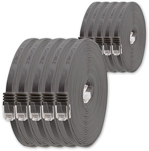 1aTTack.de Câble Réseau Cat6 Cat 6 Plat Flat Slim - 10x 0,5m - RJ45 Ethernet LAN DSL Routeur Modem - Gris