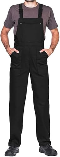 Work Bib and Brace Overalls, Overalls Men, Bib and Brace Dungarees Mens, Made in EU, Mazalat Protective Coverall, S -3XL Size - Made in EU - Work Trousers for Man, Lots of Colors, Black, 3XL