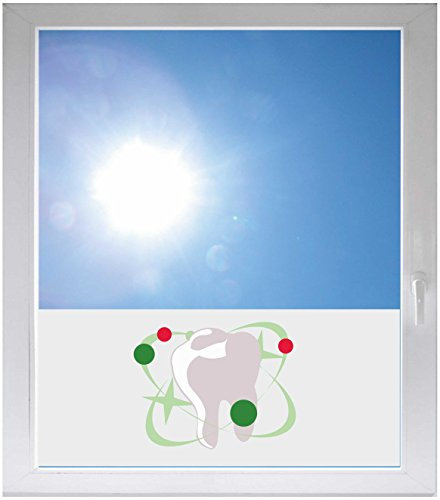 INDIGOS UG - Fensterfolie Blickdicht Zahn Kreise Arzt Zucker Party - 800x500mm - Sonnenschutzfolie Fenster - Sichtschutzfolie Fenster Bad, Küche, Fenster, Milchglasfolie