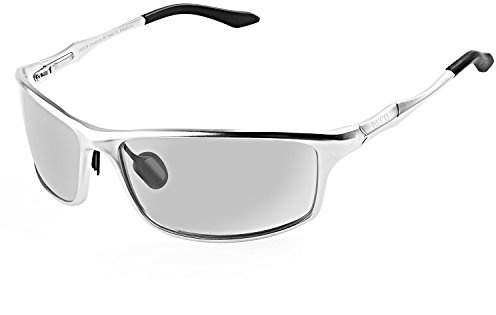 DUCO 26g Al-Mg Sonnenbrille Herren Polarisierte mit UV400-Schutz 8201 | Retro Rechteckige Schmale Brille für Autofahren, Sport, Angeln, Blendschutz, Kat.3, Verstellbare Nasenpads, Federscharnier