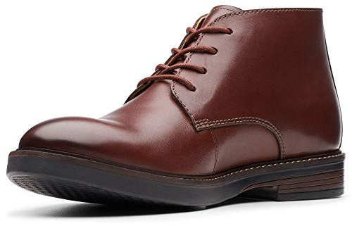 Clarks Paulson Mid klassiska stövlar för män, Brunt mahognyläder - 43 EU