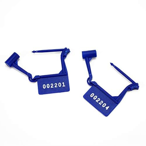 LeadSeals Plastic Security Padlock Seals Numbered Tamper Proof Disposable Self-Locking Plastic Medical Tags (Pack of 100 PCS) (Blue)