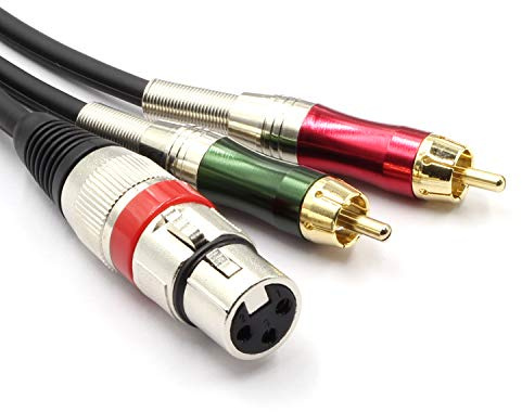 SiYear Câble de répartiteur XLR femelle vers double RCA Y, connecteur de câble audio stéréo XLR femelle 3 broches vers 2 prises phono RCA mâles (1,5 m/4,5 m)
