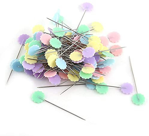 100 Stücke Blüte Stifte Bunte Quilting Pin Box mit Fliege Knopfköpfe zum Nähen Machen DIY Projekt(2)