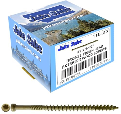 7 x 2-1/2 Bronze Coated Tiny Finish Head Multipurpose Wood Screw - Torx/Star - ACQ Compatible 1 Pound - 141 Screws