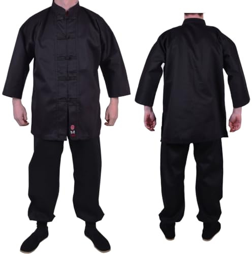 MAR | Black Traditional Kung Fu Uniform, Kung Fu Suit | Men & Women; Kids & Adult Sizes | Kung Fu Trousers; Kung Fu Outfit, Student's Uniform, 8oz Medium-Weight Fabric