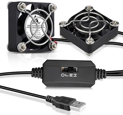 GDSTIME 2-Pack Quiet 40mm USB Fans with 3 Speed Control, Mini 5V DC Brushless Computer Case Fan for VR Gear Raspberry Pi Cosplay Helmet Mini PC Aquarium Roku Router Cooling Ventilation