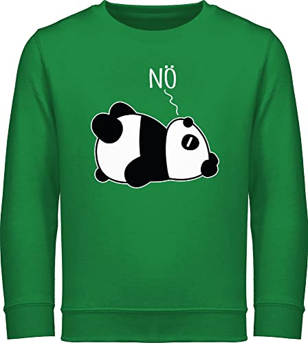 Sweatshirt Kinder Pullover für Jungen Mädchen - Statement Sprüche - Nö - Panda - weiß - 152 (12/13 Jahre) - Grün - spruch nein reitpullover spruche pandabär pulli sprüchen panda-motiv pullis