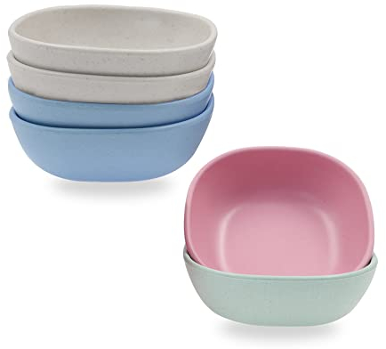 Roucerlin 6PCS 130ml Lightweight and Unbreakable Sauce Dish, Seasoning Dish, Square Dipping Bowls for Soy, Vinegar, Tomato Sauce, Kitchen Home, BBQ and Party Dinner (4 Colors)