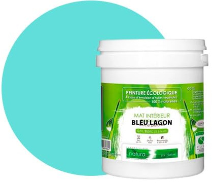BOX DECO COULEURS Pintura de pared natural ecológica con aspecto mate interior Natura – 1L, azul laguna