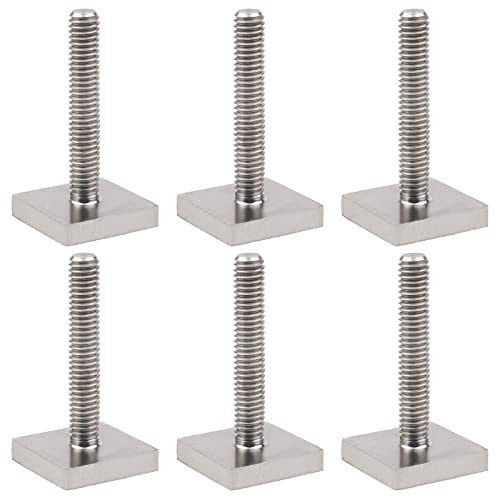 ECSiNG 6PCS T-Track Adaptador M6 x 35 mm Pernos de Ranura en T de Acero Inoxidable 20x20 mm Pernos Cuadrada Accesorios de Barra de Techo de Coche para portaequipajes de Techo de Coche Portaequipajes