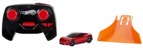 Hot Wheels RC Tesla Roadster radiocontrol Coche de Juguete teledirigido Recargable Escala 1:64 con Mando, +5 años (Mattel HJP78)