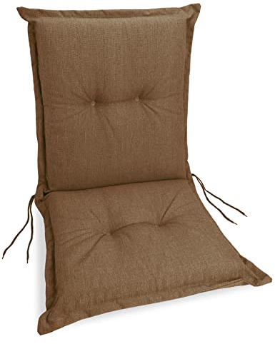 sunnypillow Stuhlauflage Niedriglehner 100 x 50 - Gartenstuhlauflage Extra Dicke 9 cm - Sitzauflagen Auflage für Gartenmöbel UV-Lichtecht, Wasserdicht - Outdoor Stuhlkissen für Gartenliegen - Braun