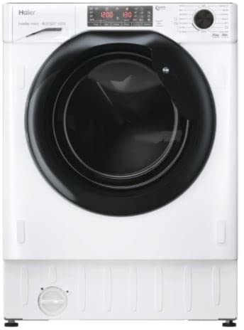 Haier HWDQ90B416FWB-UK 9/5kg Integrated Washer Dryer, D/A Rated, White & Black