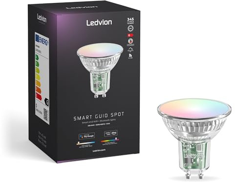 Ledvion 2er Set Smart GU10 LED Spot 5W RGB+CCT Wi-Fi 345 lm | Per App oder Sprache steuerbar, mit RGB-Farben, Weißtönen, Szenen und Zeitplänen für flexible Beleuchtung