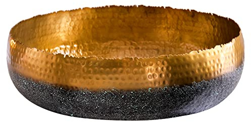 Schale ORIENT - 52cm - gold - Metall-Aluminium-Legierung handgefertigt | Dekoration, Unikat, hochwertige Metalloptik, besondere Oberflächenstruktur, Patina, Hammerschlag