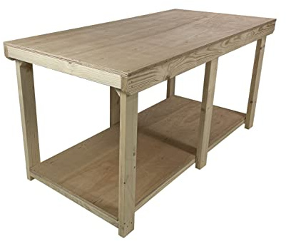 Wooden Eucalyptus Ply Top Very Wide Workbench 4ft to 8ft Length - 3ft Depth - Work Table - Garage Table - Fabric Cutting Table (5ft)