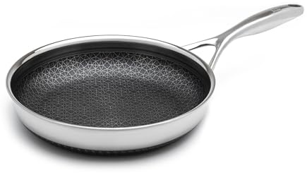 LIVWELL DiamondClad 10-inch Hybrid Nonstick Frying Pan Skillet, Stainless Steel, Dishwasher and Oven Safe, PFOA-free - Silver/Black