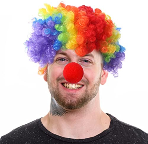 Ficlwigkis Clown Perücken Nase 2 Stücke Clowns Cosplay Kostüm Set für Karneval Halloween Kostüm
