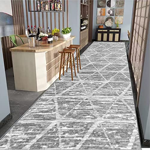 Tinyboy-hbq Teppich läufer für Flure rutschfest,Waschbar Läufer Flur Lange Weiche Kücheläufer für Schlafzimmer Flure Wohnzimmer Küche,Elfenbein Grau,80 x 300 cm