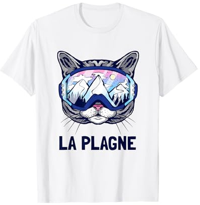 La Plagne Alpes Montagne Panorama Lunettes de ski Chats T-Shirt