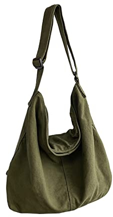SINMIUANIME Segeltuch-Kuriertasche, große Umhängetasche, Handtasche, einfarbig, mit mehreren Taschen, Segeltuch, Schultertasche für Damen und Herren, 474 Grün
