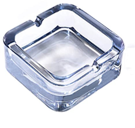 BONAD Cenicero de Vidrio for Cigarrillos domésticos, Cenicero Cuadrado de Vidrio Transparente, Cenicero Comercial for Bar y cafetería (Color : Blauw)