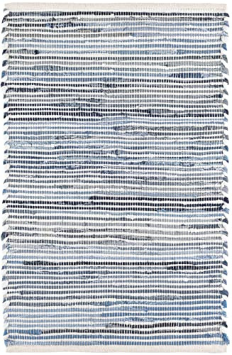 Dash and Albert Denim Rag Ribbed Indoor/Outdoor Area Rug - 2' x 3' Blue/White - Striped Handwoven Accent Rug - Durable, Lightweight, Low to Medium Traffic Areas - Bedrooms, Hallway, Home Offices