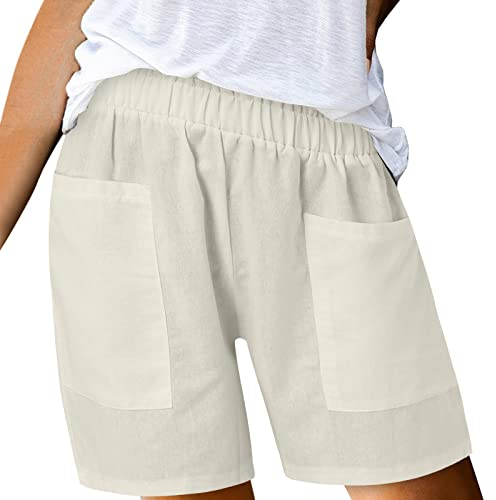 Shorts Damen Sommer Schmetterling Print Knielang mit Tunnelzug Kurze Hose Sommershorts High Waist Bermuda Shorts Kurze Sporthose Jogginghose Atmungsaktiv Bequem Sport Shorts(F Beige,S)
