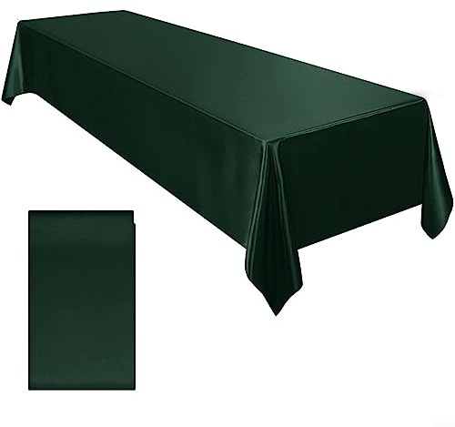 Lioaeust Satin-Tischdecke, 145 x 260 cm, rechteckig, wasserabweisend, Tischdecke für Bankett, Dekoration, Hochzeit, Esstisch (grün)