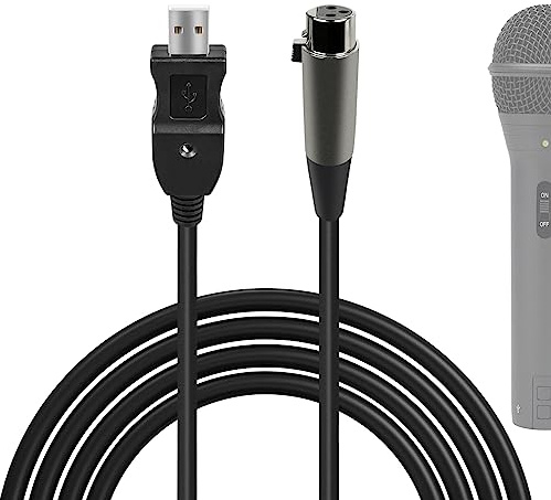 GEEKRIA for Creators USB to XLR Female Microphone Cable 3.0 m/3M, Compatible with Fifine K688, AmpliGame AM8, Shure MV7, Samson Technologies Q2U, Rode PodMic, Balanced Mic Cord (Black)