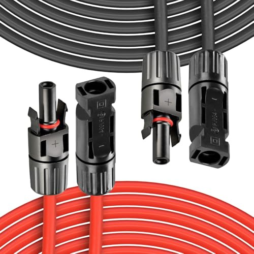 COCOSY Solarkabel Verlängerung 2 x 5m 4mm² (12AWG) mit Solar Stecker, H1Z2Z2-K PV Kabel 1500V IP67 Wasserdicht – Solar Verlängerungskabel für Balkonkraftwerk, Solarpanel & PV-Systeme