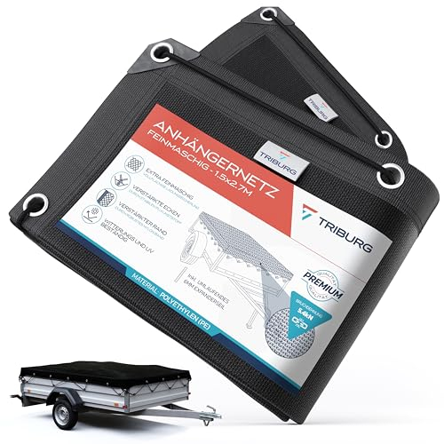 TRIBURG Filet pour remorque à Mailles Fines 1,5x2,7 - Filet de Couverture pour remorque pour sécuriser Le Chargement - Filet pour remorque à Mailles étroites pour sécuriser Le Chargement