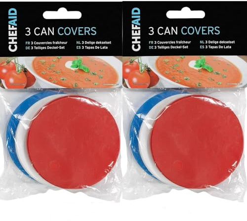 Set of 6 Tin Can Covers Assorted Colour Can Covers for Cat Dog Food Standard Size Tin Plastic Lids Durable Airtight Plastic Lids for Tin Can Covers.