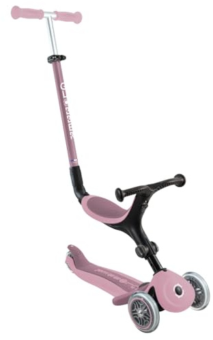 Globber - GO•UP Active Eco – Skalierbarer Tretroller, 3 Räder mit Sitz, für Kinder von 15 Monaten bis 6 Jahren, Rosa